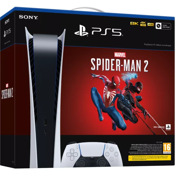 Console SONY PS5 DIGITALE + MARVEL'S SPIDERMAN 2 VOUC Reconditionné