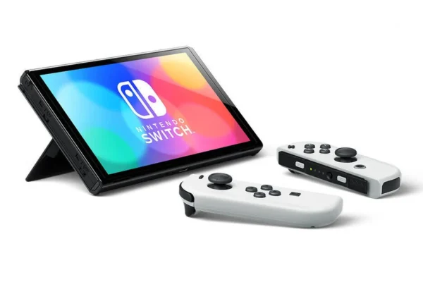 Nintendo Switch (modèle Oled) Avec Station D'accueil Et Manettes Joy-con Blanche