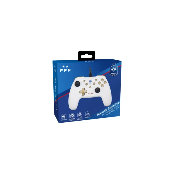Manette filaire FFF Konix - Blanc - Accessoires Jeux Vidéo