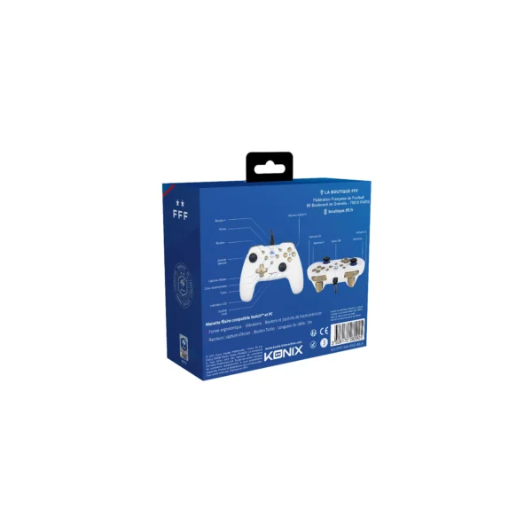 Manette filaire FFF Konix - Blanc - Accessoires Jeux Vidéo