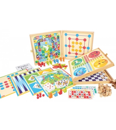 Coffret jeux de société en bois : 150 règles