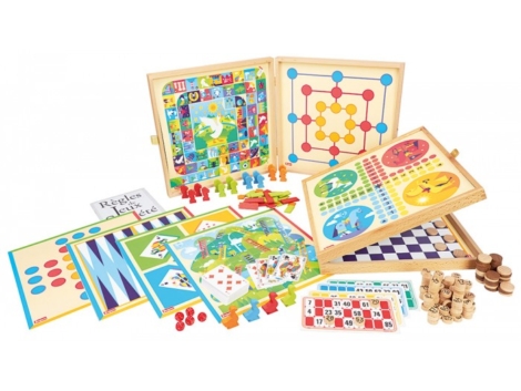 Coffret jeux de société en bois : 150 règles