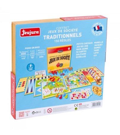 Coffret de jeux de société traditionnels - coffret en bois