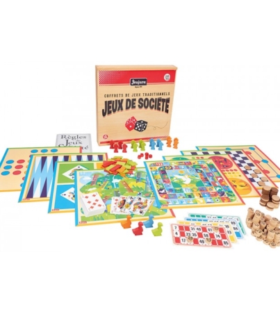 Coffret de jeux de société traditionnels - coffret en bois