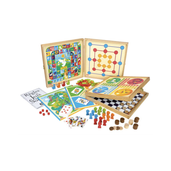 Coffret de Jeux classiques - 80 règles - pions en bois